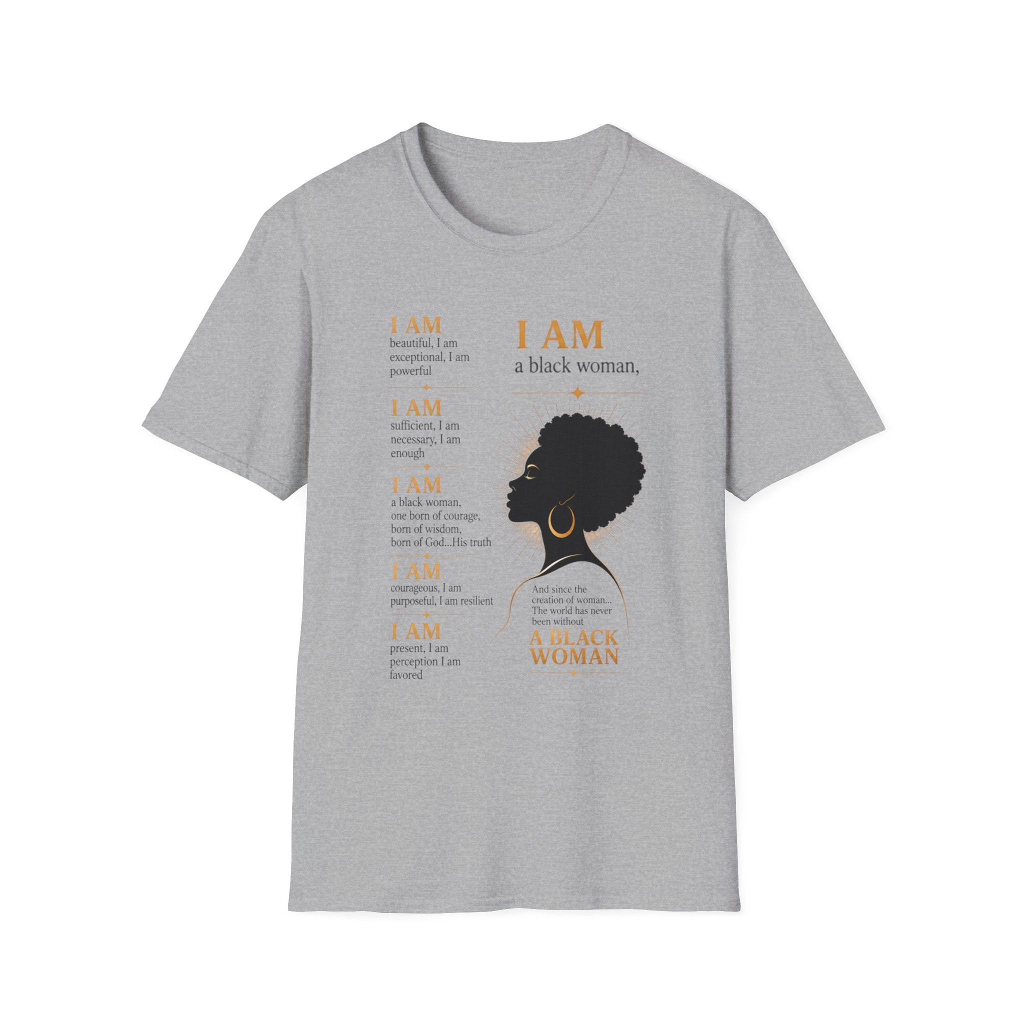 I AM Black Woman T-Shirt — Empowering Afrofeminine Affirmation Tee