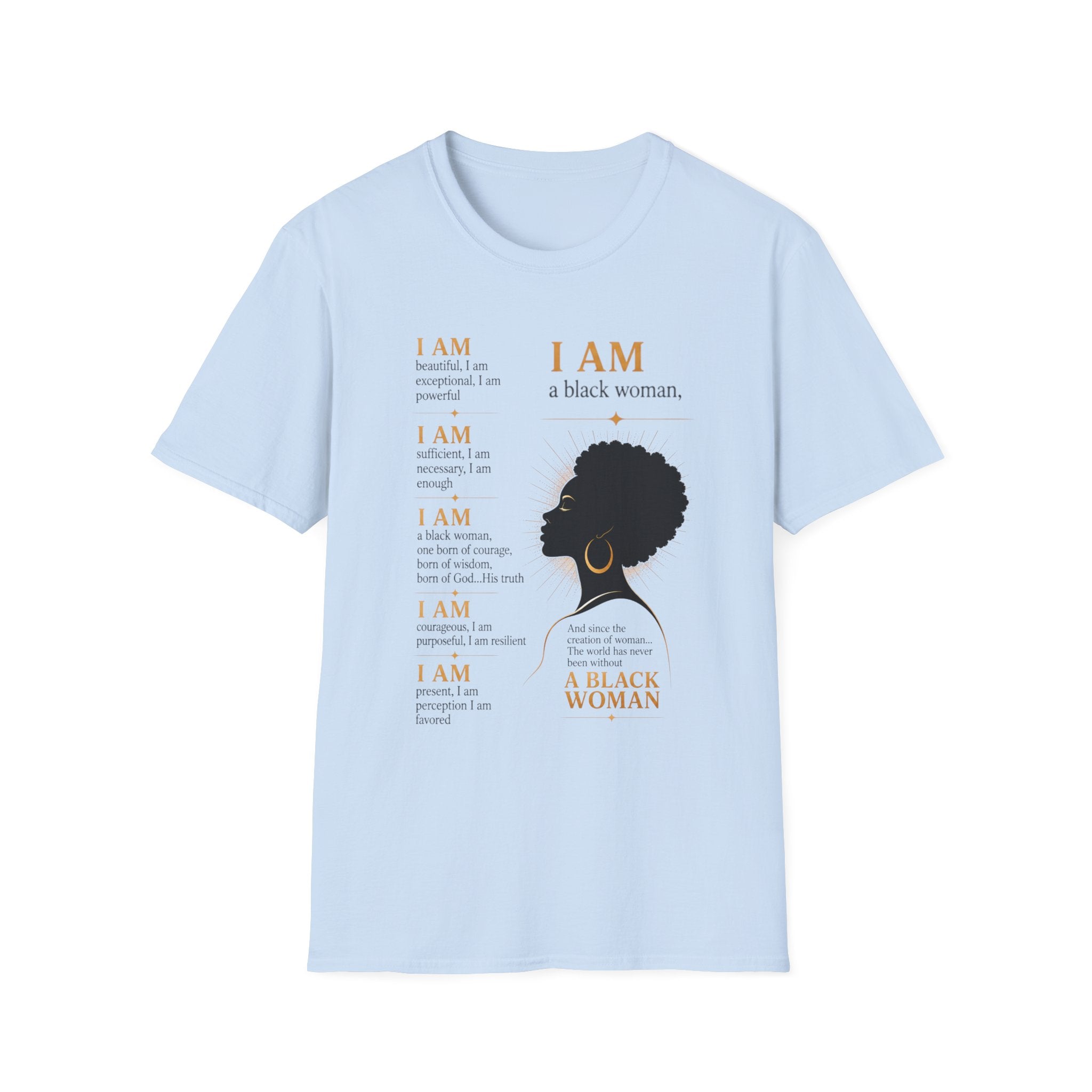 I AM Black Woman T-Shirt — Empowering Afrofeminine Affirmation Tee