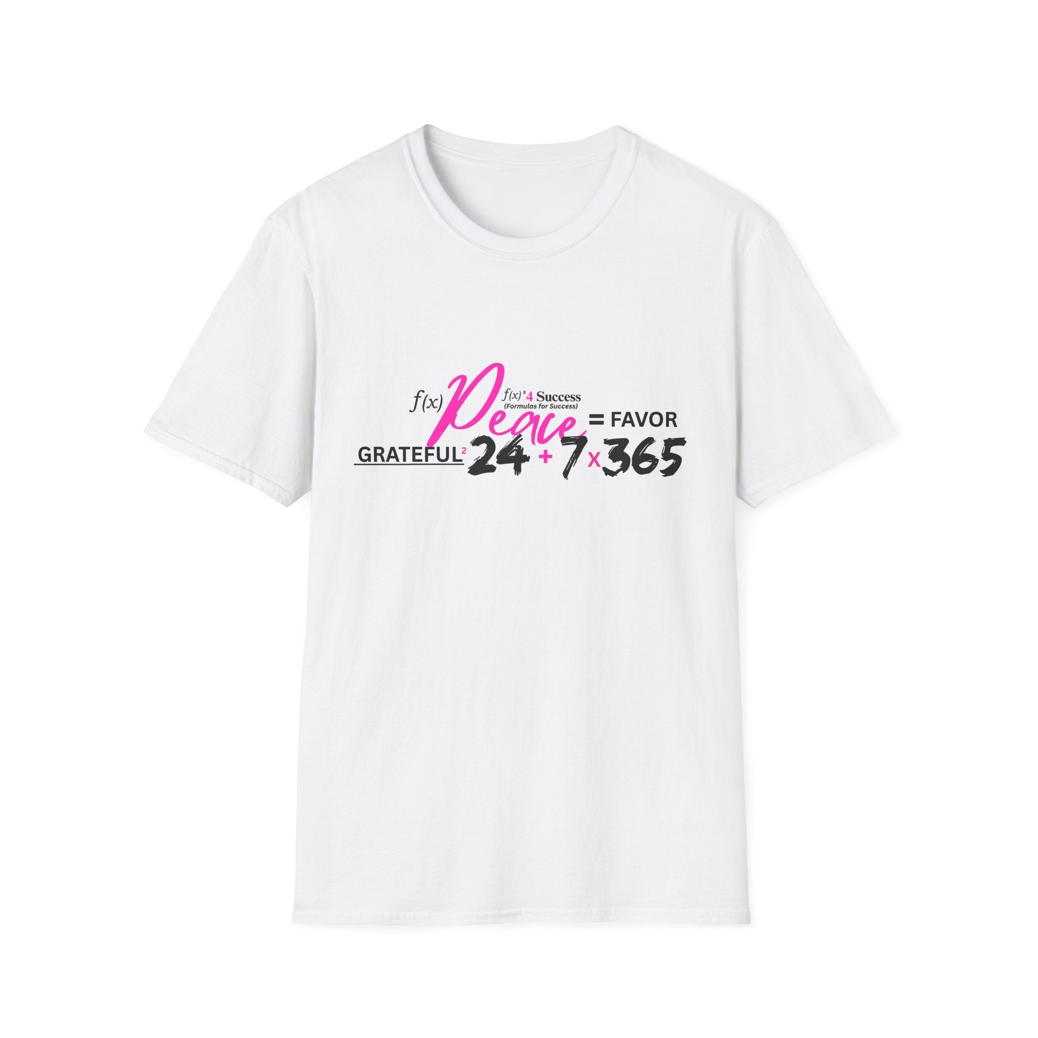 Peace 24/7 x 365 Formula Tee – Grateful, Joy & Favor Inspirational T-Shirt, Positive Mindset & Self-Care Graphic Tee, Motivational Apparel