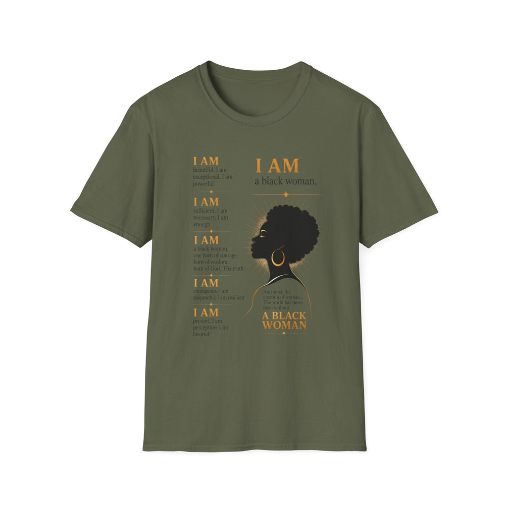 I AM Black Woman T-Shirt — Empowering Afrofeminine Affirmation Tee