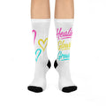 Healing, Glowing & Growing Socks – Inspirational Self-Care Crew Socks, Motivational Positive Mindset Gift for Women, Colorful Wellness & Personal Growth Apparel