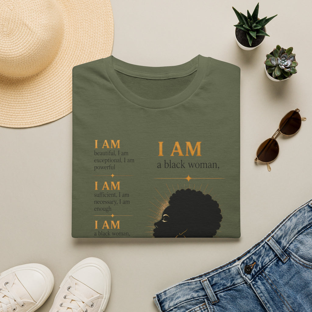 I AM Black Woman T-Shirt — Empowering Afrofeminine Affirmation Tee