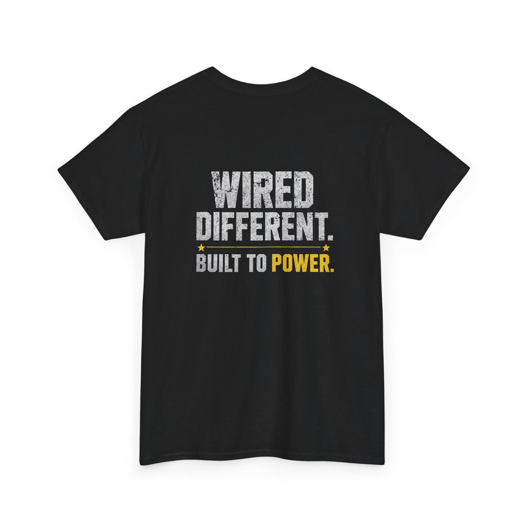 FATHER FIGURE Construction Worker T-Shirt – Built Different. Built to Lead. Front & Back Graphic Tee for Construction Dads, Contractors, Tradesmen & Builders