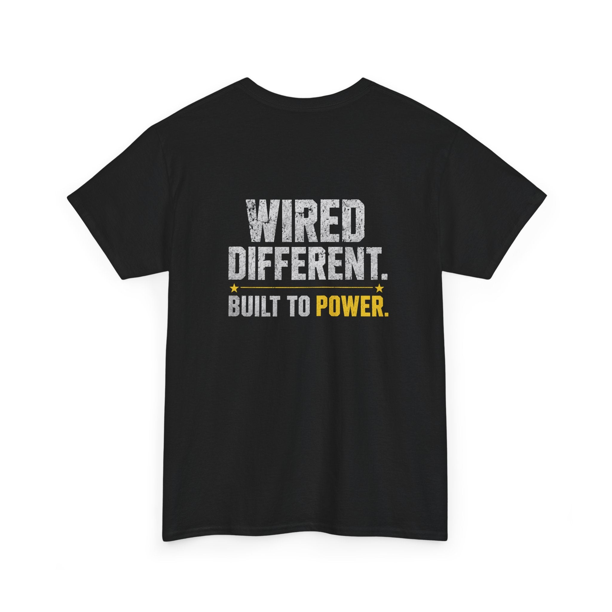 FATHER FIGURE Construction Worker T-Shirt – Built Different. Built to Lead. Front & Back Graphic Tee for Construction Dads, Contractors, Tradesmen & Builders