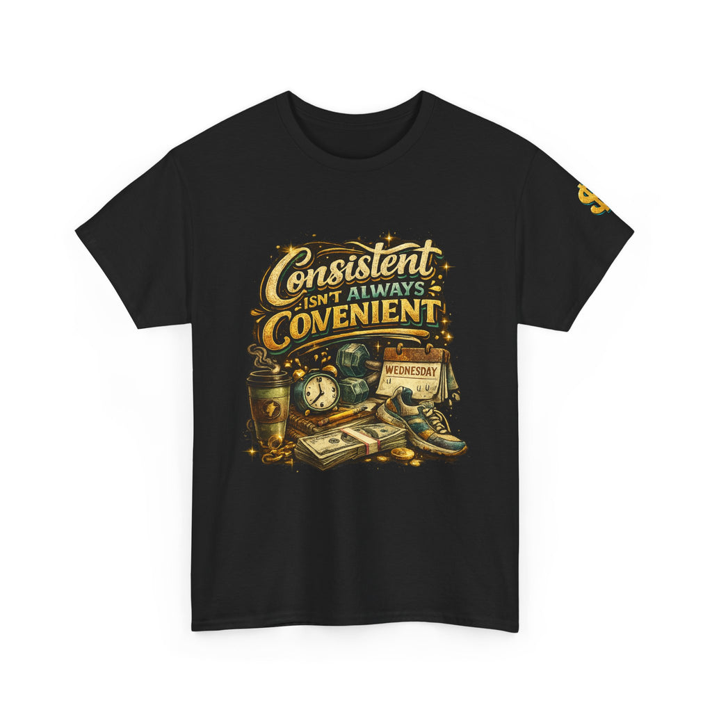 Consistent Isn't Always Convenient T-Shirt – Motivational Discipline & Success Mindset Graphic Tee, Entrepreneur, Fitness & Goal Getter Shirt