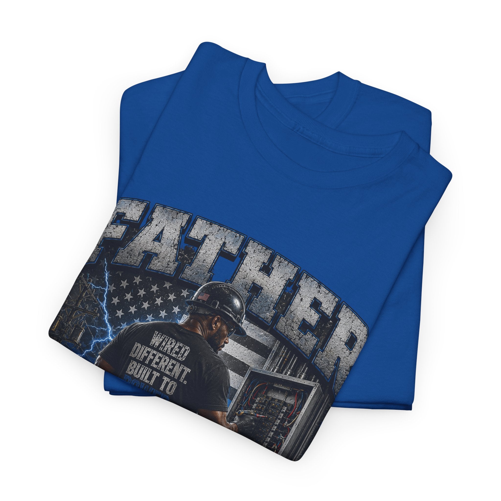 FATHER FIGURE Electrician T-Shirt – Wired Different. Built to Power. Electrician Dad Graphic Tee, Father's Day Gift for Linemen, Electricians & Tradesmen