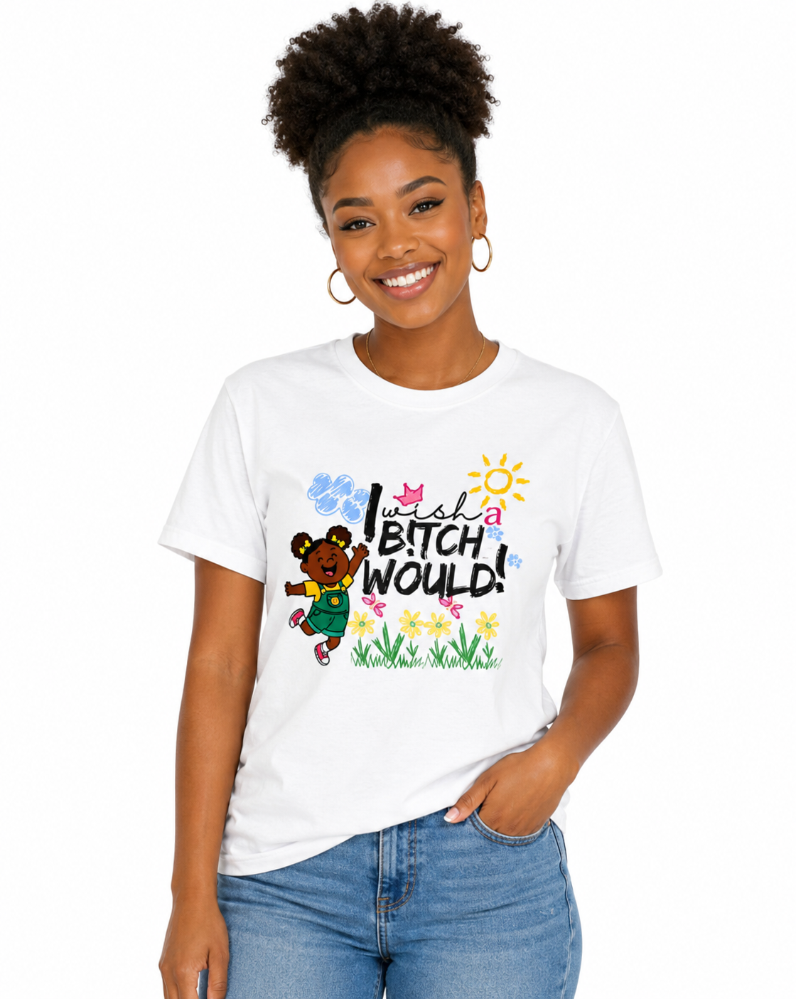 I Woulda B!tch Would! Graphic Tee – Funny T-Shirt, Cute & Sassy Women's Graphic Shirt, Colorful Statement Apparel