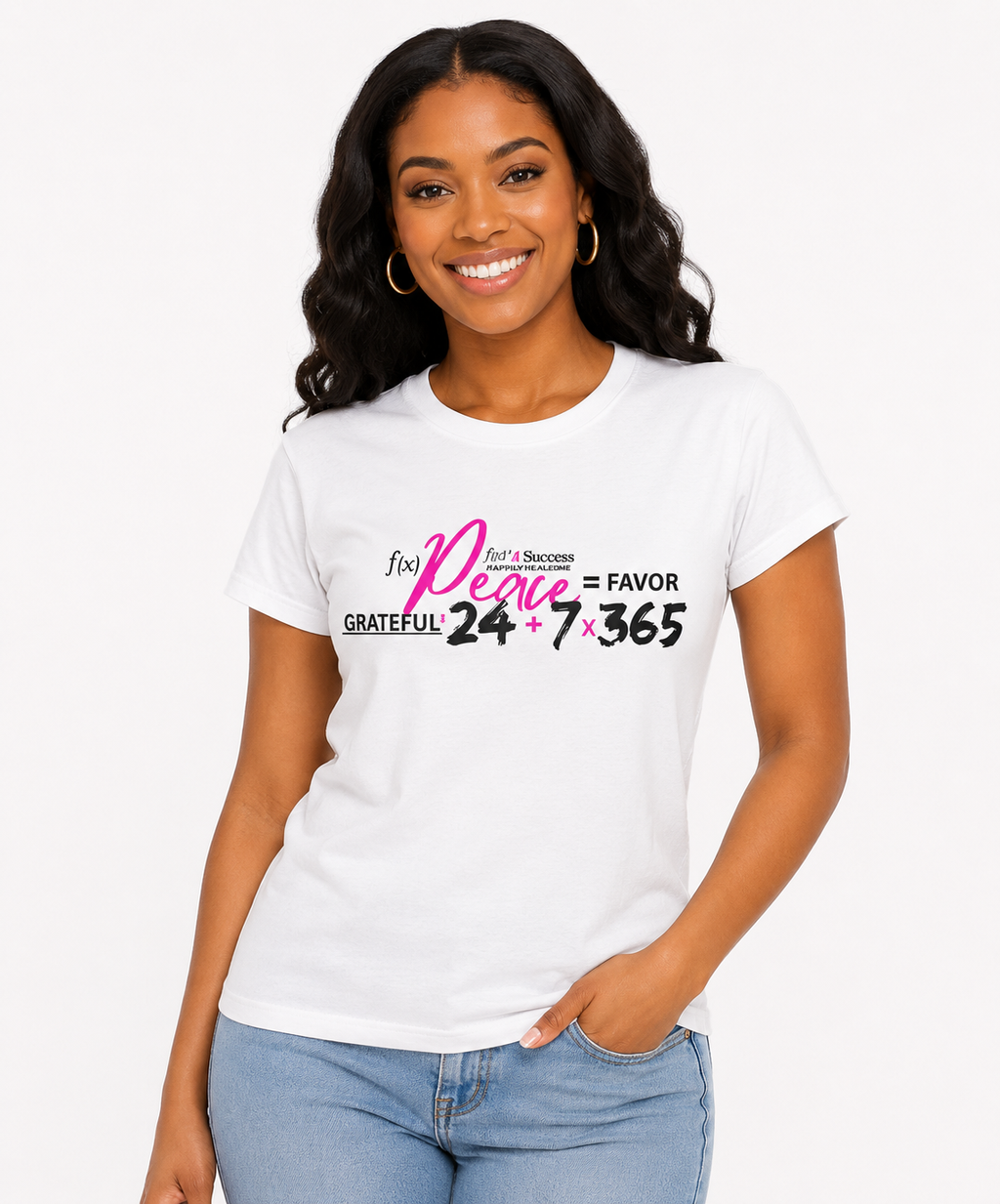 Peace 24/7 x 365 Formula Tee – Grateful, Joy & Favor Inspirational T-Shirt, Positive Mindset & Self-Care Graphic Tee, Motivational Apparel