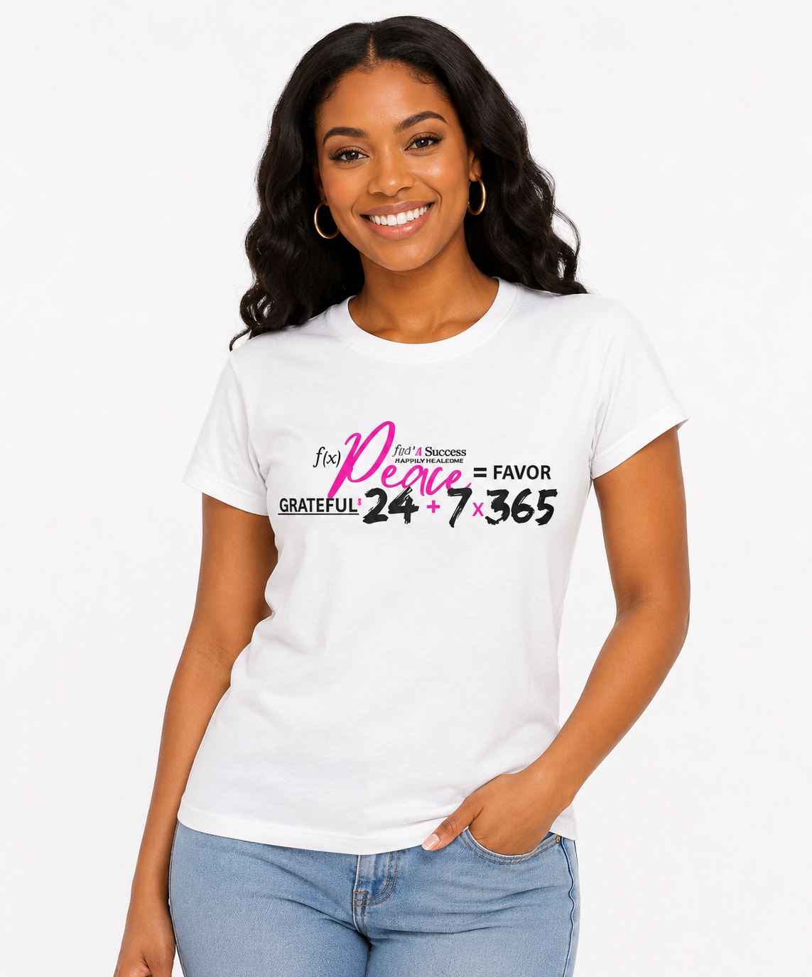 Peace 24/7 x 365 Formula Tee – Grateful, Joy & Favor Inspirational T-Shirt, Positive Mindset & Self-Care Graphic Tee, Motivational Apparel