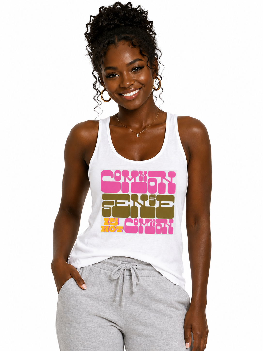 Common Sense Ain't So Common Tank Top – Funny Retro Graphic Tank, Sarcastic Summer Shirt, Vintage Typography Women's Sleeveless Tee