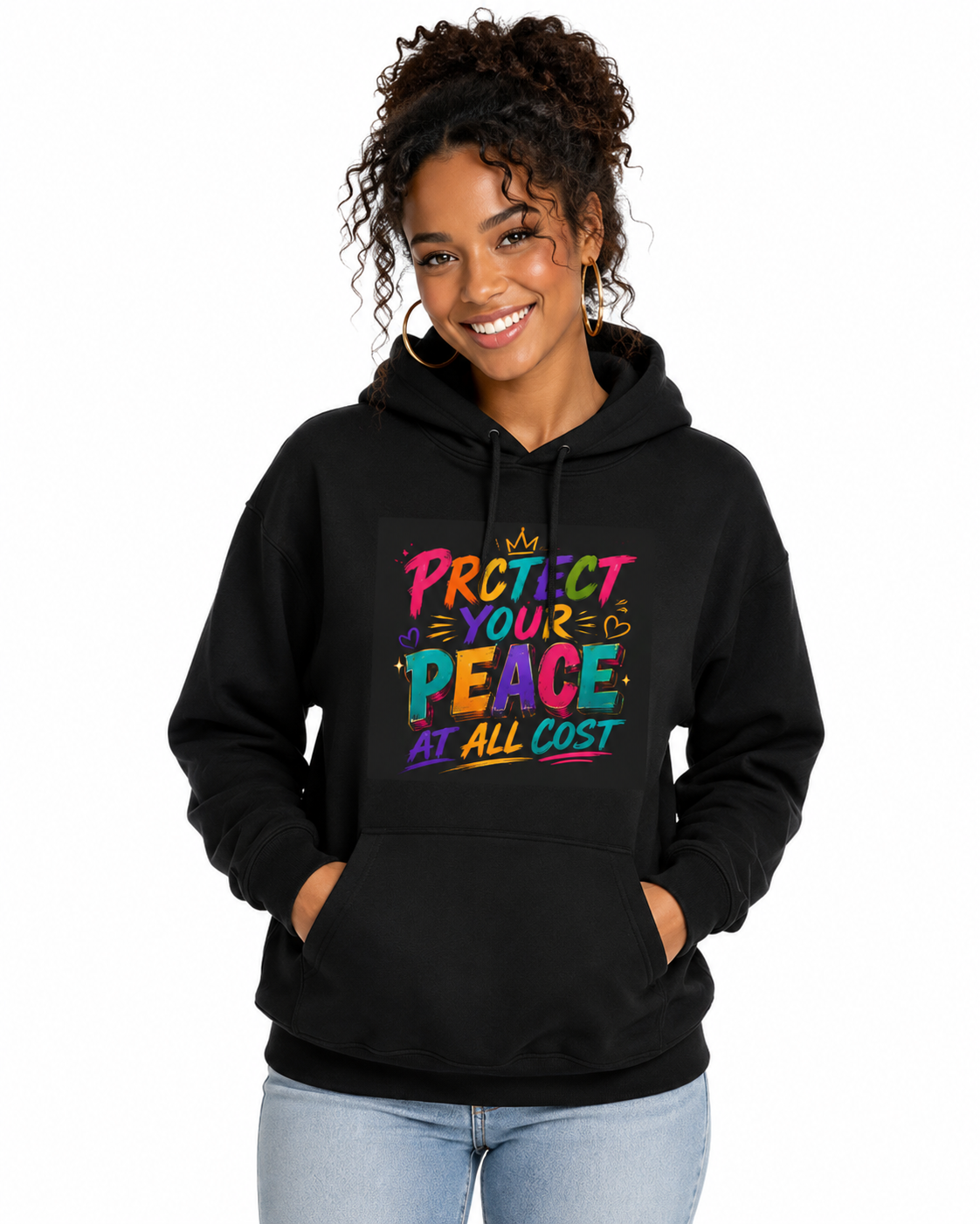 Protect the Peace Hoodie — Colorful Retro Peace Advocacy Pullover