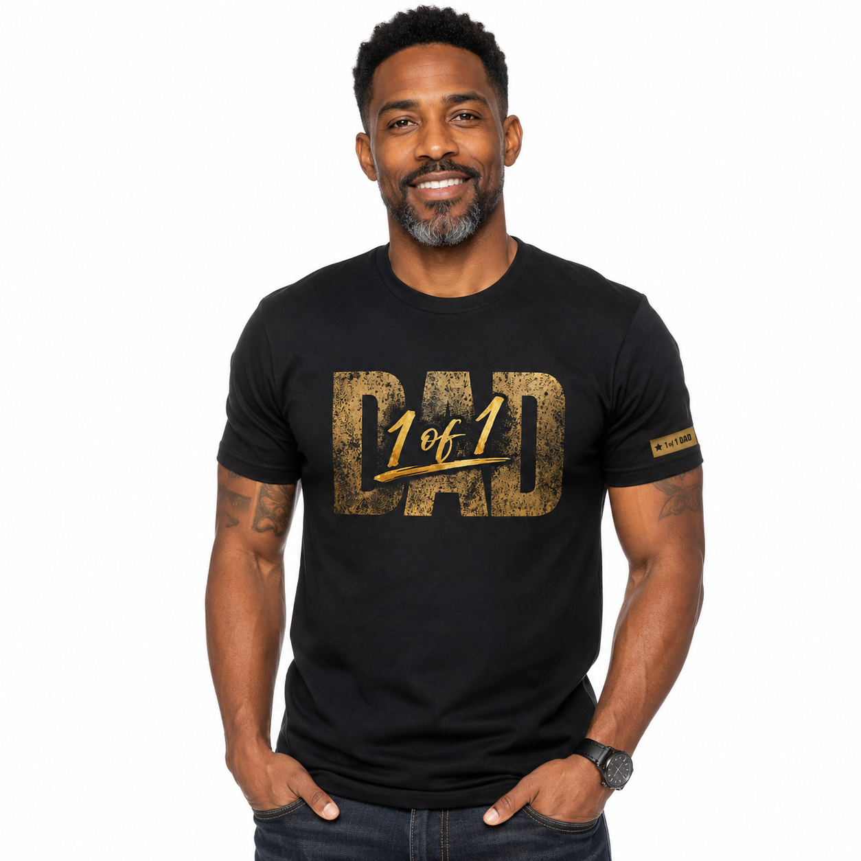 1 of 1 DAD T-Shirt – Father's Day Gift for Dad, Premium Gold Graphic Tee, Best Dad Ever Shirt, Birthday Gift for Father, Husband & Father Figure