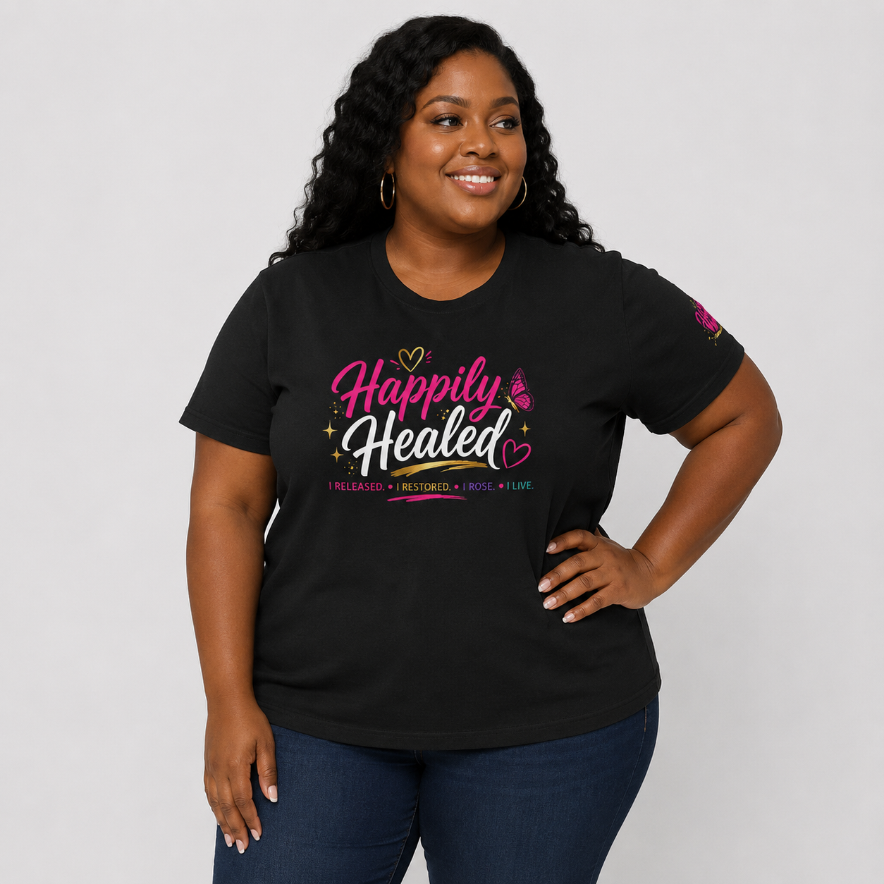 Happily Healed T-Shirt – Inspirational Recovery & Self-Love Graphic Tee, Mental Health Awareness Shirt, Empowerment Apparel for Women
