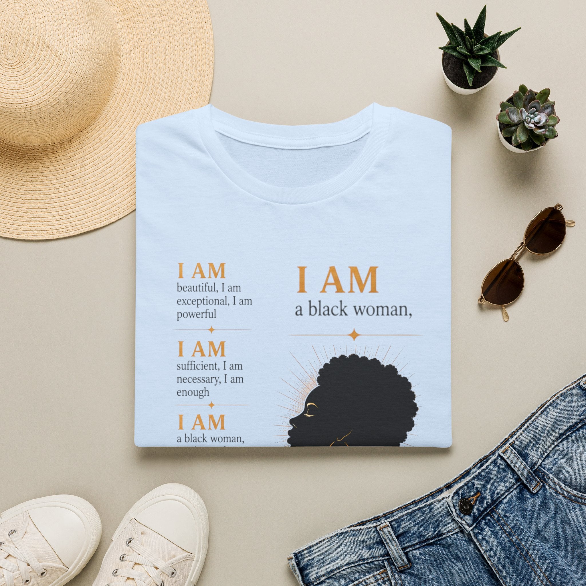 I AM Black Woman T-Shirt — Empowering Afrofeminine Affirmation Tee