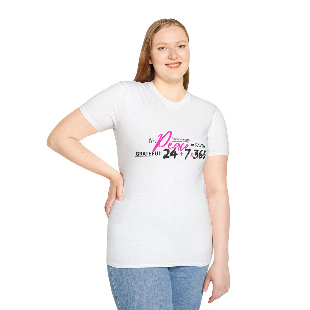 Peace 24/7 x 365 Formula Tee – Grateful, Joy & Favor Inspirational T-Shirt, Positive Mindset & Self-Care Graphic Tee, Motivational Apparel