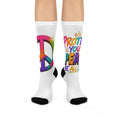 Protect Your Peace Crew Socks – Colorful Peace Sign Inspirational Socks, Motivational Self-Care Crew Socks, Positive Mindset & Wellness Gift