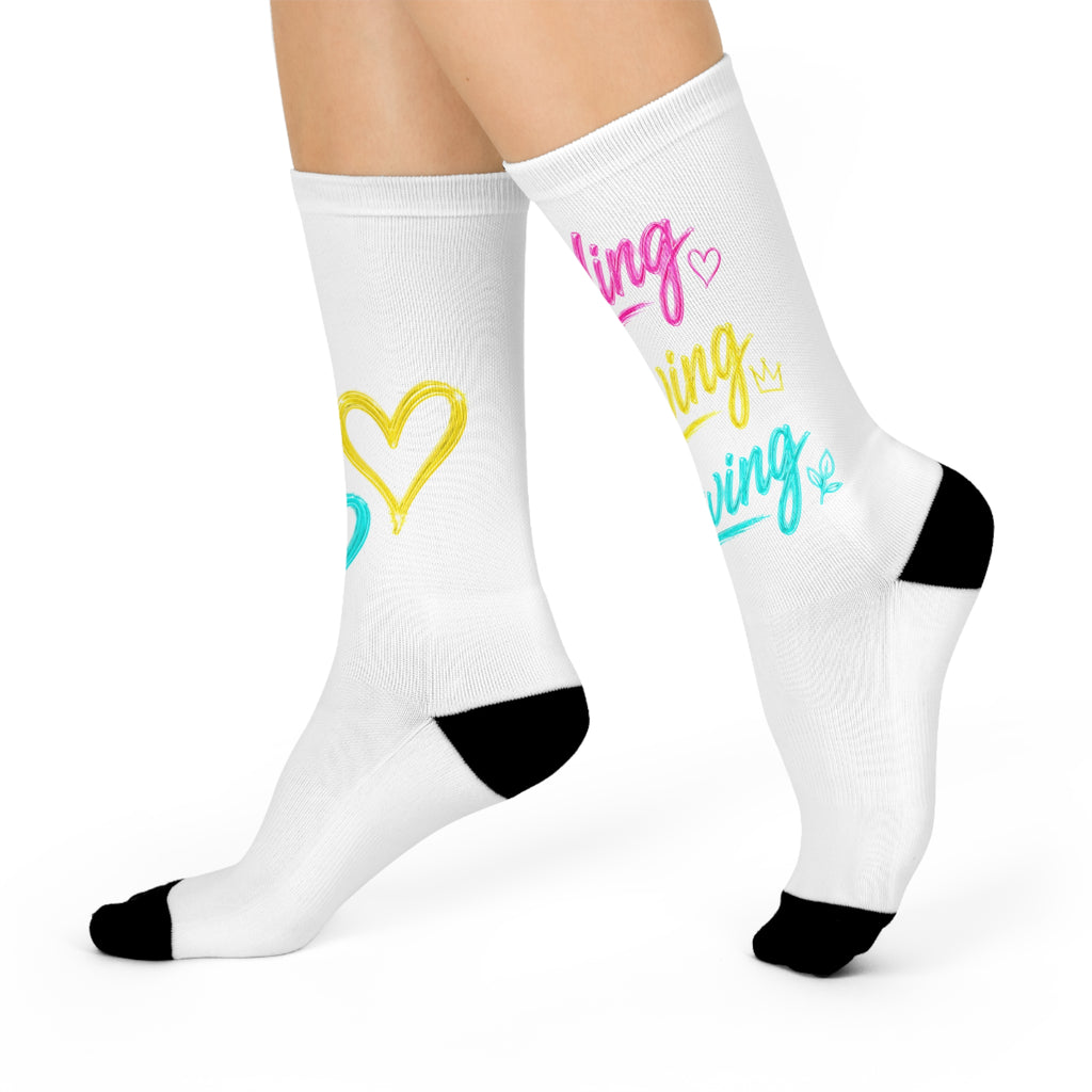 Healing, Glowing & Growing Socks – Inspirational Self-Care Crew Socks, Motivational Positive Mindset Gift for Women, Colorful Wellness & Personal Growth Apparel
