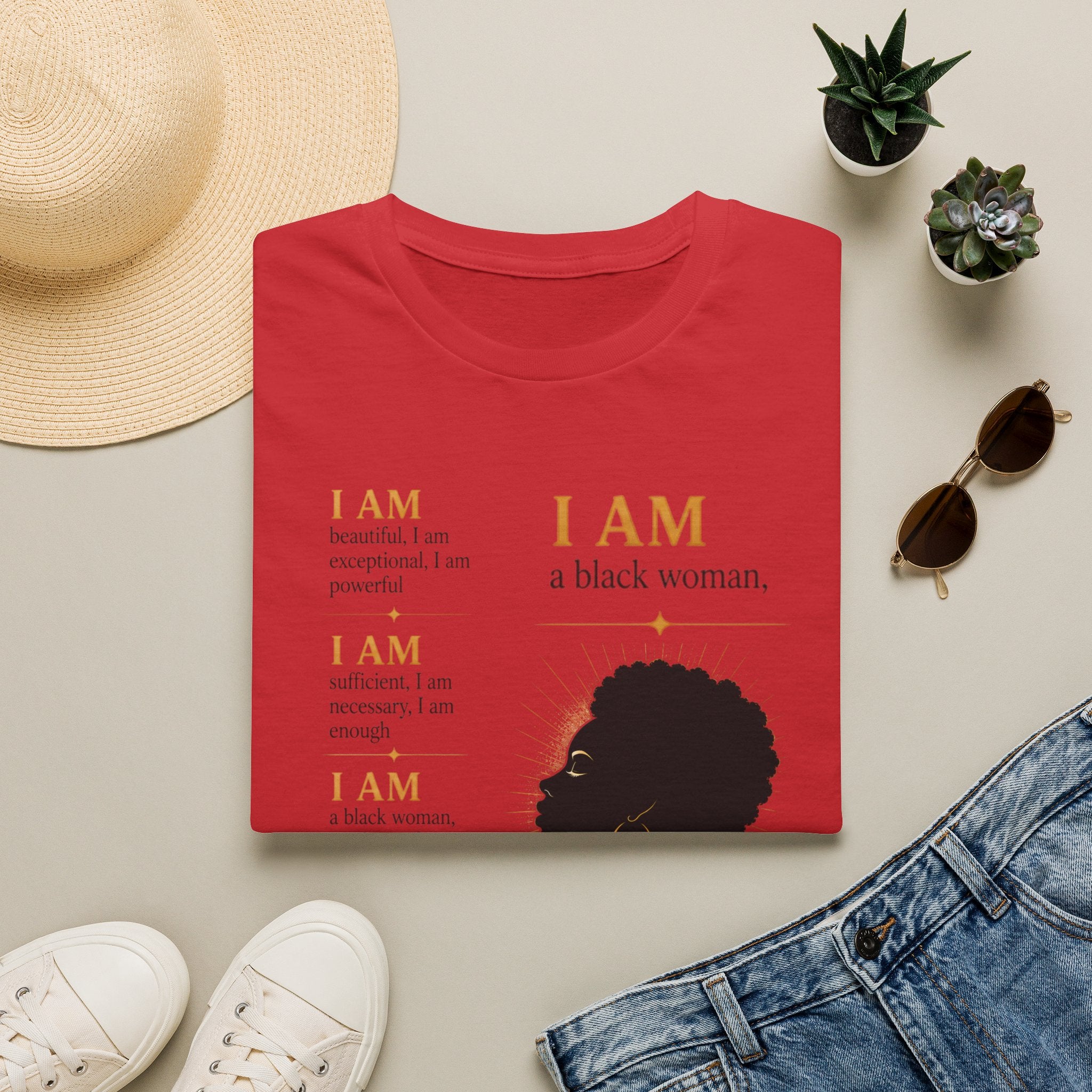 I AM Black Woman T-Shirt — Empowering Afrofeminine Affirmation Tee